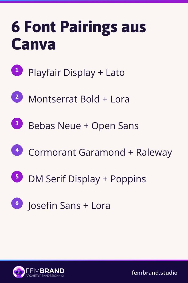 6 Font Pairings in Canva, die immer funktionieren (Google Fonts)